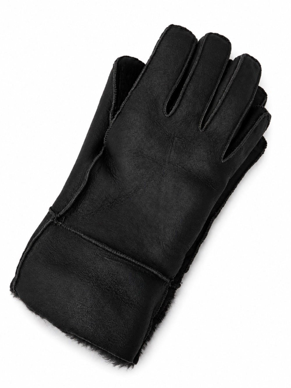 Black Unisex Premium Shearling Sheepskin Leather Gloves